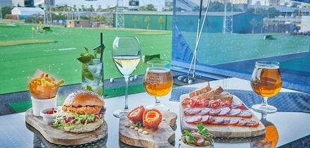 Burger Meal with Wine or Beer, Greenwich Peninsula Golf Range at Vinothec Compass (Up to 46% Off)